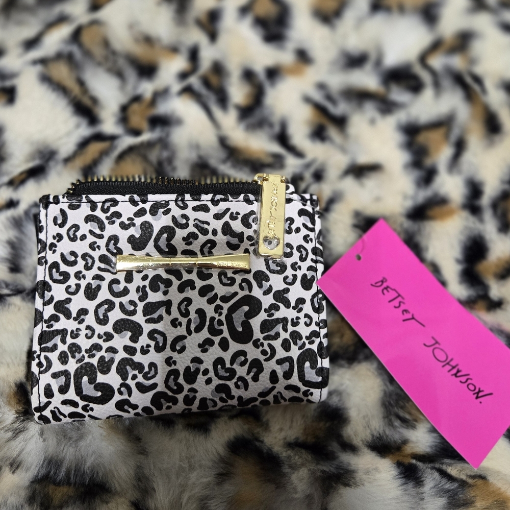 Betsy Johnson small black and white leopard wallet